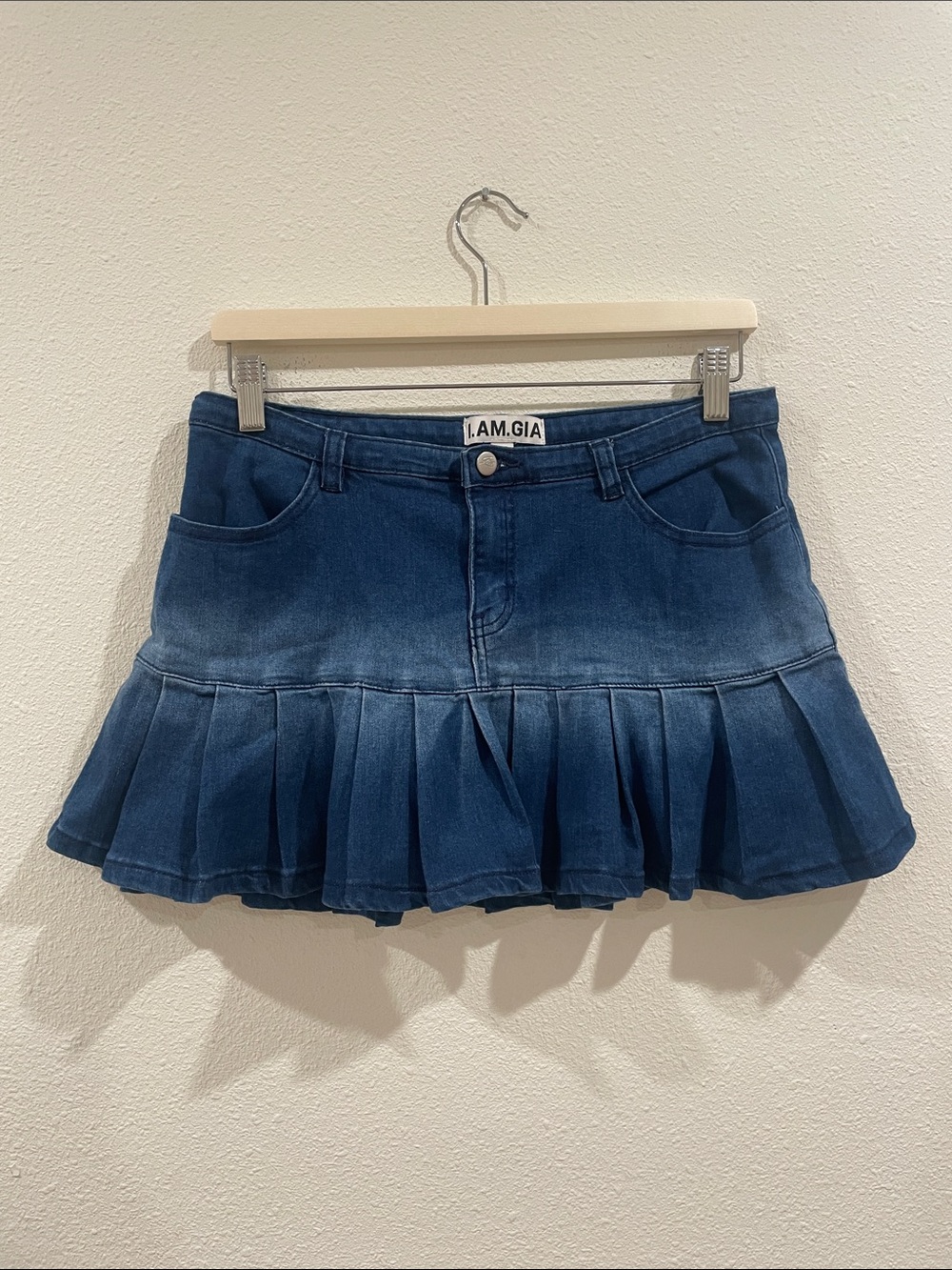 I.AM.GIA Y2K Neavah Denim Pleated Mini Skirt Medium